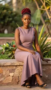 Mauve Lightweight Cocktail Gown Glamour Photography Ethiopian Woman Portrait At