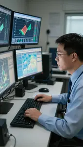 Meteorologist Analyzing Climate Data On At A Meteorological Observation Station