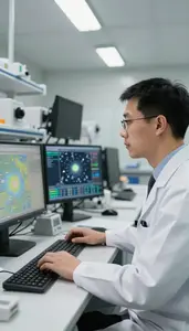 Meteorologist Measuring Weather Patterns With In A Climate Research Computing