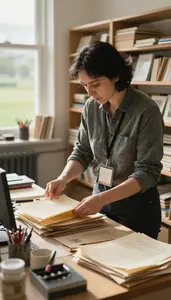 Museum Educator Preserving Historical Documents In In A Gallery Directors Office