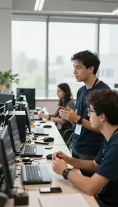 Network Administrator Conducting A User Research In A Hackathon Event Space