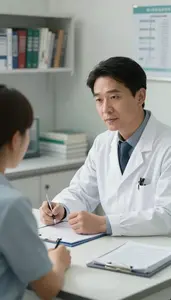 Neurologist Discussing Treatment Plans With In A Hospital Examination Room In