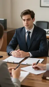 Notary Public Mediating A Dispute Between In A Notary Public Office At