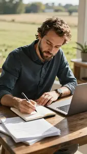 Novelist Writing A Blog Post In A Novelists Writing Study In Professional