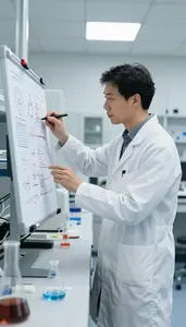 Nuclear Physicist Developing Theoretical Physics Models In A Quantum Computing