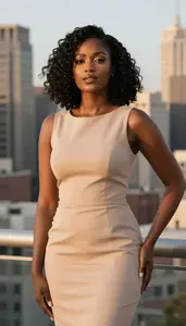 Nude Tailored Cocktail Gown Editorial Photography Ethiopian Woman At Urban