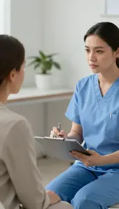 Nurse Discussing Treatment Plans With In A Mental Health Counseling Office At