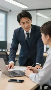 Operations Manager Conducting A Performance Review In A Human Resources Office