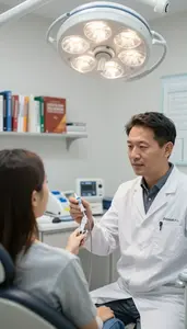 Orthodontist Taking Patient Vital Signs In A Dental Clinic Treatment Room In