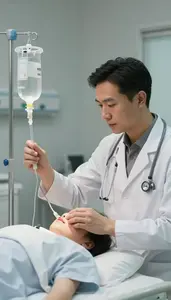Pediatrician Administering An Iv Drip In A Wound Care Clinic At Professional