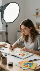 Photographer Illustrating A Childrens Book In An Illustration Childrens Book