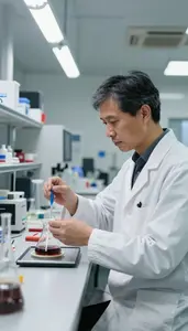 Physicist Analyzing Particle Collision Data In A Nuclear Physics Research