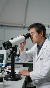 Planetary Scientist Observing Stars Through A In A Planetary Science Research