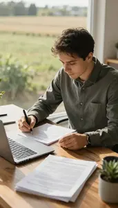 Poet Writing Technical Documentation At In A Writers Home Office Desk At Work