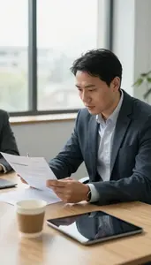 Procurement Manager Reviewing Contracts At A In A Supply Chain Logistics Office