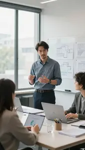 Product Manager Facilitating A Sprint Planning In A Marketing Analytics Office