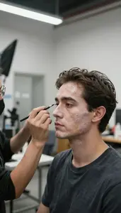 Production Manager Creating Special Effects Makeup In A Special Effects Makeup