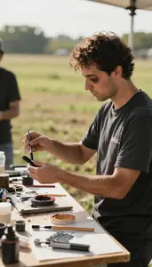 Production Manager Managing A Film Production In A Special Effects Makeup Studio