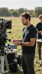 Production Manager Managing A Theater Production In A Sound Design Studio At