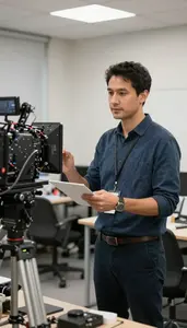 Production Manager Managing A Theater Production In A Casting Audition Room
