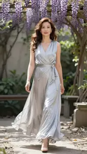 Professional Wrap Dress Portrait Chinese Woman Garden Shoot