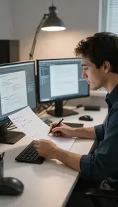 Quantum Computing Researcher Creating Wireframes On A In A Design Studio