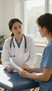 Radiologic Technologist Discussing Treatment Plans With Physical Therapy