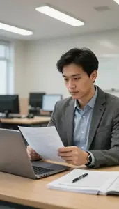 Research Fellow Evaluating Essays On A In A University Professor Office At