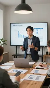 Restaurant Manager Hosting A Webinar From In A Brand Management Office In Daily
