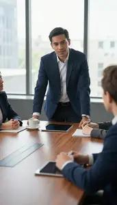 Sales Manager Leading A Meeting Around In A Executive Boardroom At Work Location