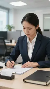 Sales Representative Writing A Press Release In A Public Relations Agency Office