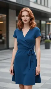Scandinavian Woman Mid 20s In Wrap Dress Cocktail Event Portrait Photography