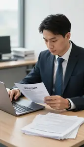 Security Analyst Analyzing Intelligence Reports At In A Risk Assessment Office