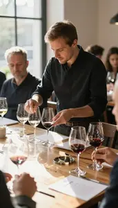 Sommelier Tasting And Pairing Wines In A Wine Tasting Room At Work Location