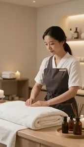 Spa Manager Managing Spa Operations At In A Spa Treatment Room At Work Location
