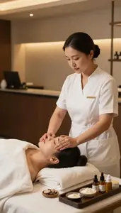 Spa Therapist Providing A Spa Treatment In A Spa Reception Area At Professional