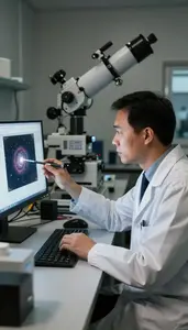 Space Scientist Studying Star Formation In In An Astronomical Observatory At
