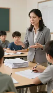 Special Education Teacher Lecturing To A Class In A Special Education Classroom