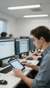 Staff Engineer Developing A Mobile App In An Engineering Team Collaboration Area