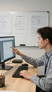 Staff Engineer Running Automated Tests On In A Tech Leadership Meeting Room