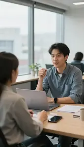 Startup Founder Conducting A Job Interview In A Marketing Agency Creative Office