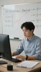 Statistical Analyst Calculating Financial Risk Models In A Mathematics Research