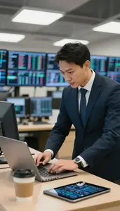 Store Manager Working On A Pitch In A Financial Trading Floor At Work Today