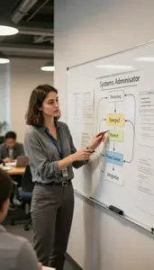Systems Administrator Presenting A Project Roadmap In A Collaborative Open Plan