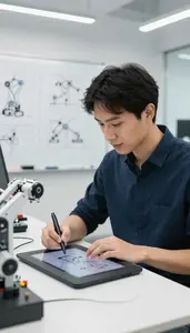 Technical Writer Prototyping A New Feature In A Robotics Research Laboratory