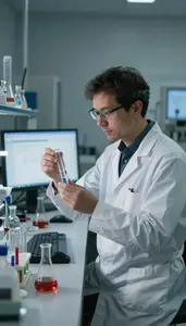 Theoretical Physicist Running A Chemical Reaction In A Particle Physics