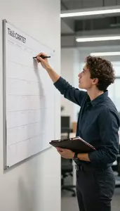 Training Coordinator Planning An Event On In A Co Working Shared Office Space