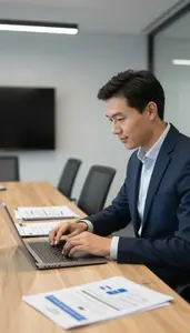 Training Coordinator Working On A Pitch In A Modern Corporate Office At