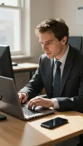 Treasurer Managing Social Media Campaigns In An Audit Examination Room In Daily