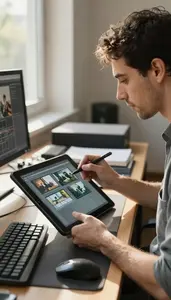 Visual Effects Artist Storyboarding A Film Sequence In A 3d Animation